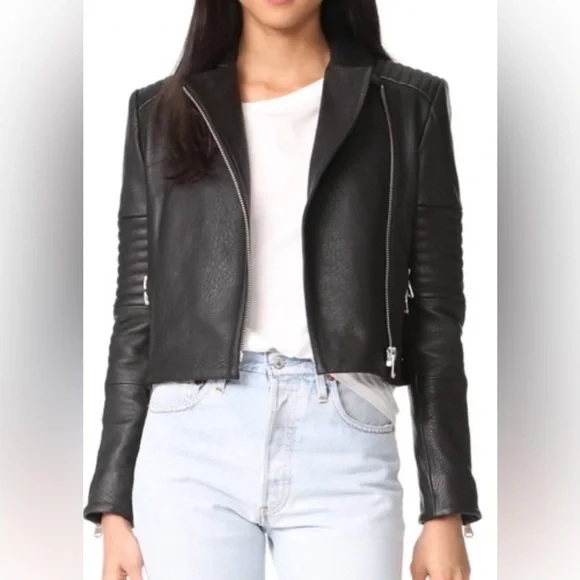 J Brand Jackets Coats J Brand Cropped Leather Aiah Leather - Main Image